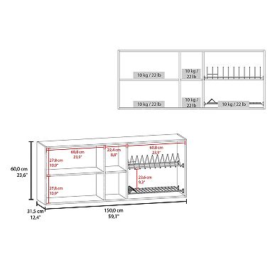 Portofino 150 Wall Cabinet, Double Door, Two External Shelves, Two Interior Shelves
