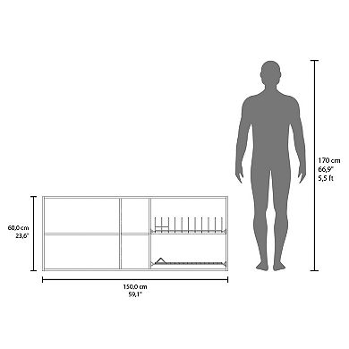Portofino 150 Wall Cabinet, Double Door, Two External Shelves, Two Interior Shelves
