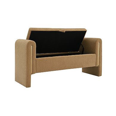 Modern Teddy Fabric End of Bed Bench with Arms and Storage