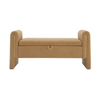 Modern Teddy Fabric End of Bed Bench with Arms and Storage