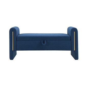 Modern Teddy Fabric End of Bed Bench with Arms and Storage