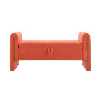 Modern Teddy Fabric End of Bed Bench with Arms and Storage