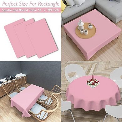 Pink Plastic Tablecloth 3-Pack Disposable Rectangular Cover