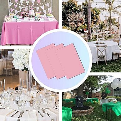 Pink Plastic Tablecloth 3-Pack Disposable Rectangular Cover