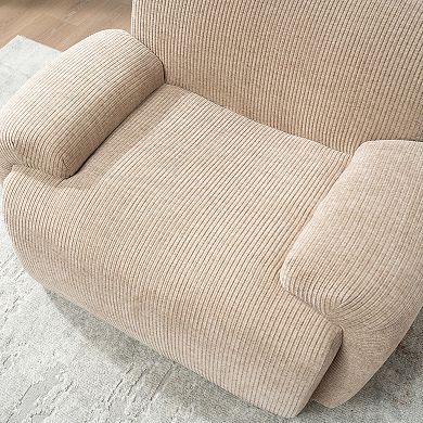 42" Upholstered Chenille Vertical Stripes Accent Chair,Sofa Chair, Armchair with Deep Seat, Taupe