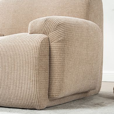 42" Upholstered Chenille Vertical Stripes Accent Chair,Sofa Chair, Armchair with Deep Seat, Taupe