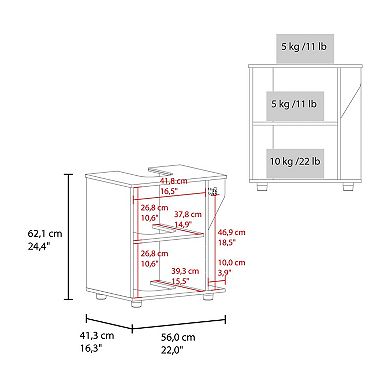 Phillips Under Sink Cabinet, Double Door Storage with Open Back for Pipes, Wide Unit.