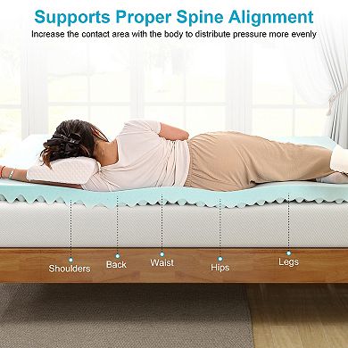 3" Egg Crate Memory Foam Mattress Topper for Pressure Relief, Mattress Pad