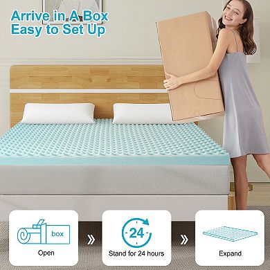 3" Egg Crate Memory Foam Mattress Topper for Pressure Relief, Mattress Pad