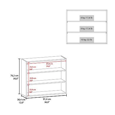 Wally 36" Wide X 30"H 3-Tier Open Wall Cabinet