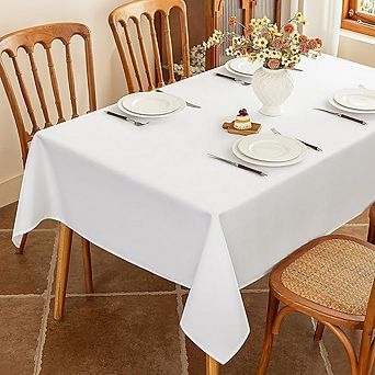 White Rectangle Tablecloth Water-Resistant Spill-Proof Cover