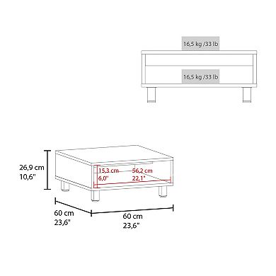 Eclipse Low Minimalistic Square Coffe Table With Open Storage