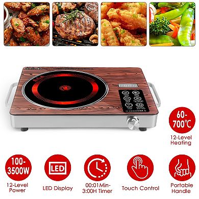 3500W Electric Ceramic Stove Single Burner Hot Plate with Timer