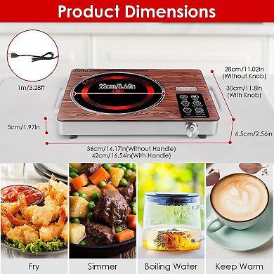 3500W Electric Ceramic Stove Single Burner Hot Plate with Timer