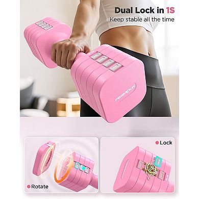 FED FITNESS 5-in-1 Adjustable Dumbbell Set of 2, 1pair 6LBS Hand Weights for Women