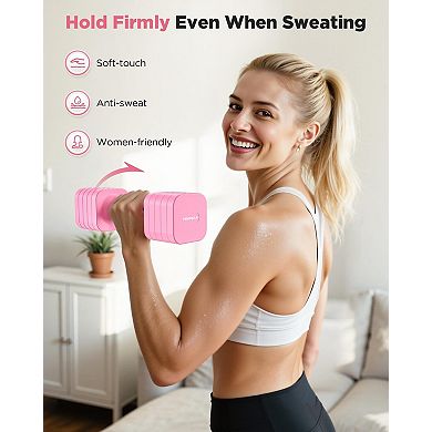 FED FITNESS 5-in-1 Adjustable Dumbbell Set of 2, 1pair 6LBS Hand Weights for Women