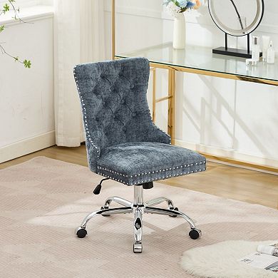 Adjustable Swivel Chenille Tufted Office Chair