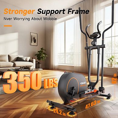 FED FITNESS Foldable Elliptical Machine Only 2 sq ft, 15IN Stride Folding Elliptical for Home