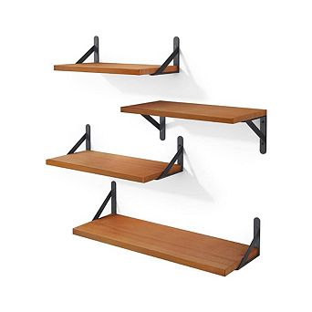4 pc Space-Saving Wall-Mounted Floating Shelves