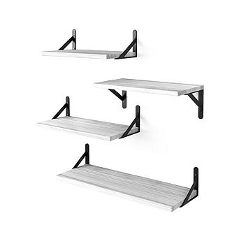 4 pc Space-Saving Wall-Mounted Floating Shelves