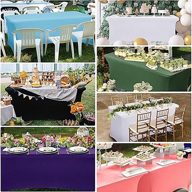 Black Spandex Tablecloth 2-Pack Fitted Rectangular Cover for Events