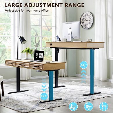 55" Electric Standing Desk with Drawers, Height Adjustable Computer Desk for Home Office
