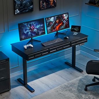 55" Electric Standing Desk with Drawers, Height Adjustable Computer Desk for Home Office