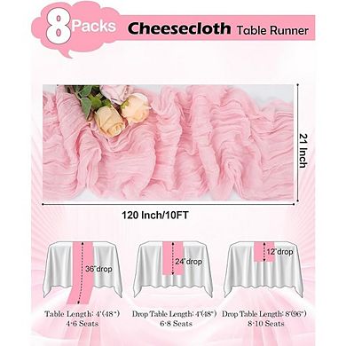 Pink Cheesecloth Table Runner, Boho Rustic Gauze, Wedding & Party Decor