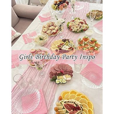 Pink Cheesecloth Table Runner, Boho Rustic Gauze, Wedding & Party Decor