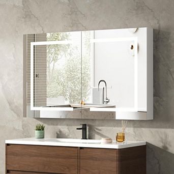 LED Medicine Cabinet with Mirror for Bathroom,Defog, Stepless Dimming, 3 Colors, 2 Outlets, 2USB