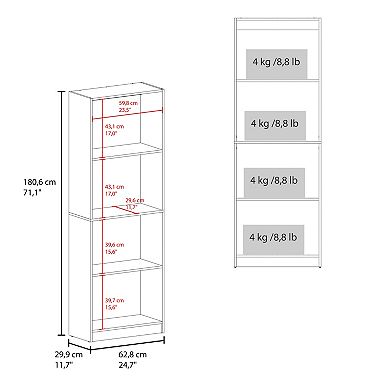 Home Bookcase With 5-Shelf Modern Display Unit For Books And Decor