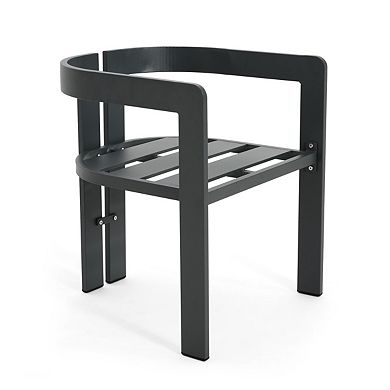 Aluminum Outdoor Dining Chair Set of 2, Rust Resistant Black Frame with Cushion