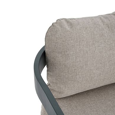 Aluminum Outdoor Dining Chair Set of 2, Rust Resistant Black Frame with Cushion