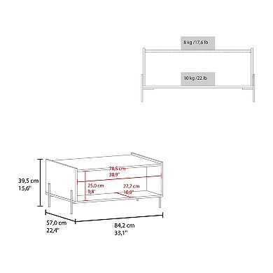 Shan minimalistic coffee table with pull down cabinet and open shelf