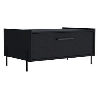 Shan minimalistic coffee table with pull down cabinet and open shelf