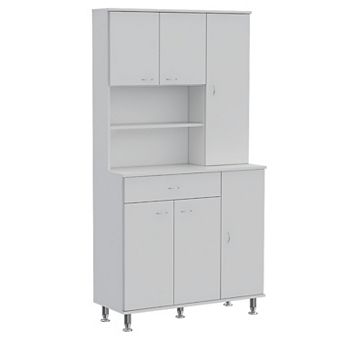 Della 90 Kitchen Pantry, One Drawer, Multiple Cabinets, Two Open Shelves