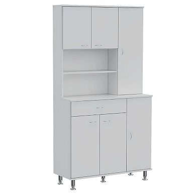 Della 90 Kitchen Pantry, One Drawer, Multiple Cabinets, Two Open Shelves