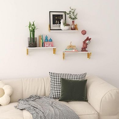 3 PCS Floating Shelves With Golden Butterfly Brackets