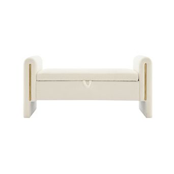 Modern Teddy Fabric End of Bed Bench with Arms and Storage