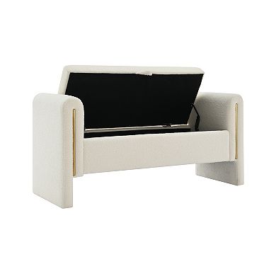 Modern Teddy Fabric End of Bed Bench with Arms and Storage