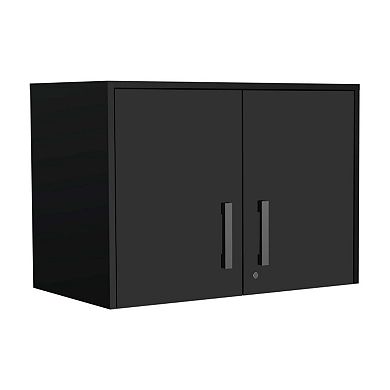 Wall Mounted Storage Cabinet, with Three Interior Shelves, and Double Door, Simple Garage.