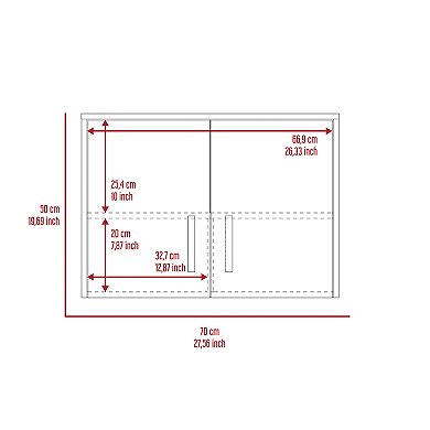 Wall Mounted Storage Cabinet, with Three Interior Shelves, and Double Door, Simple Garage.