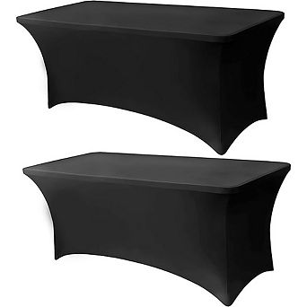 Fitted Stretch Spandex Tablecloth 2-Pack Washable Rectangular Cover