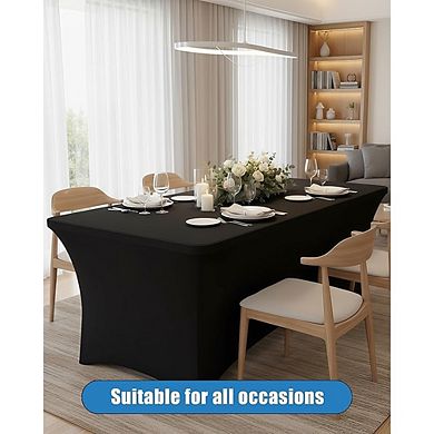Fitted Stretch Spandex Tablecloth 2-Pack Washable Rectangular Cover