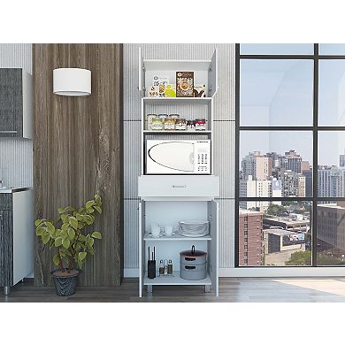 Caribe Microwave Cabinet, Four Legs, One Drawer, Double Door, One Shelf