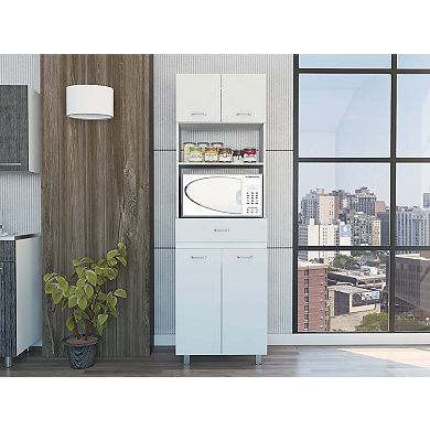 Caribe Microwave Cabinet, Four Legs, One Drawer, Double Door, One Shelf