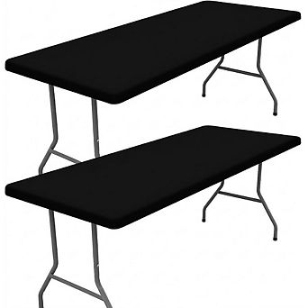 2-Pack Fitted Tablecloths, Elastic, Stretch, Washable, Durable