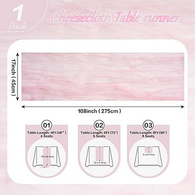 Cheesecloth Table Runner Rustic Boho Gauze for Wedding & Party Decor