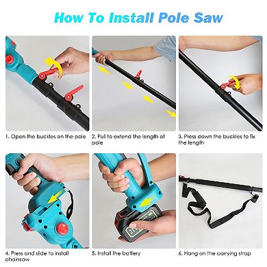 2-in-1 Cordless Pole Saw & Mini Chainsaw 21V, 8” Brushless with Extension Pole