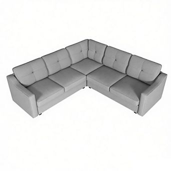 Convertible Sectional Sofa, L Shaped Couch 5-Seat Sofas for Living Room, Small Apartment